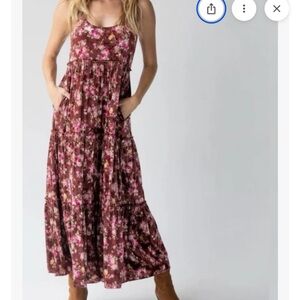 NATURAL LIFE Floral Maxi Dress - Pink and Brown
